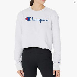 NWT Champion Women's Long Sleeve Cropped Tee with Gold Logo Size Small